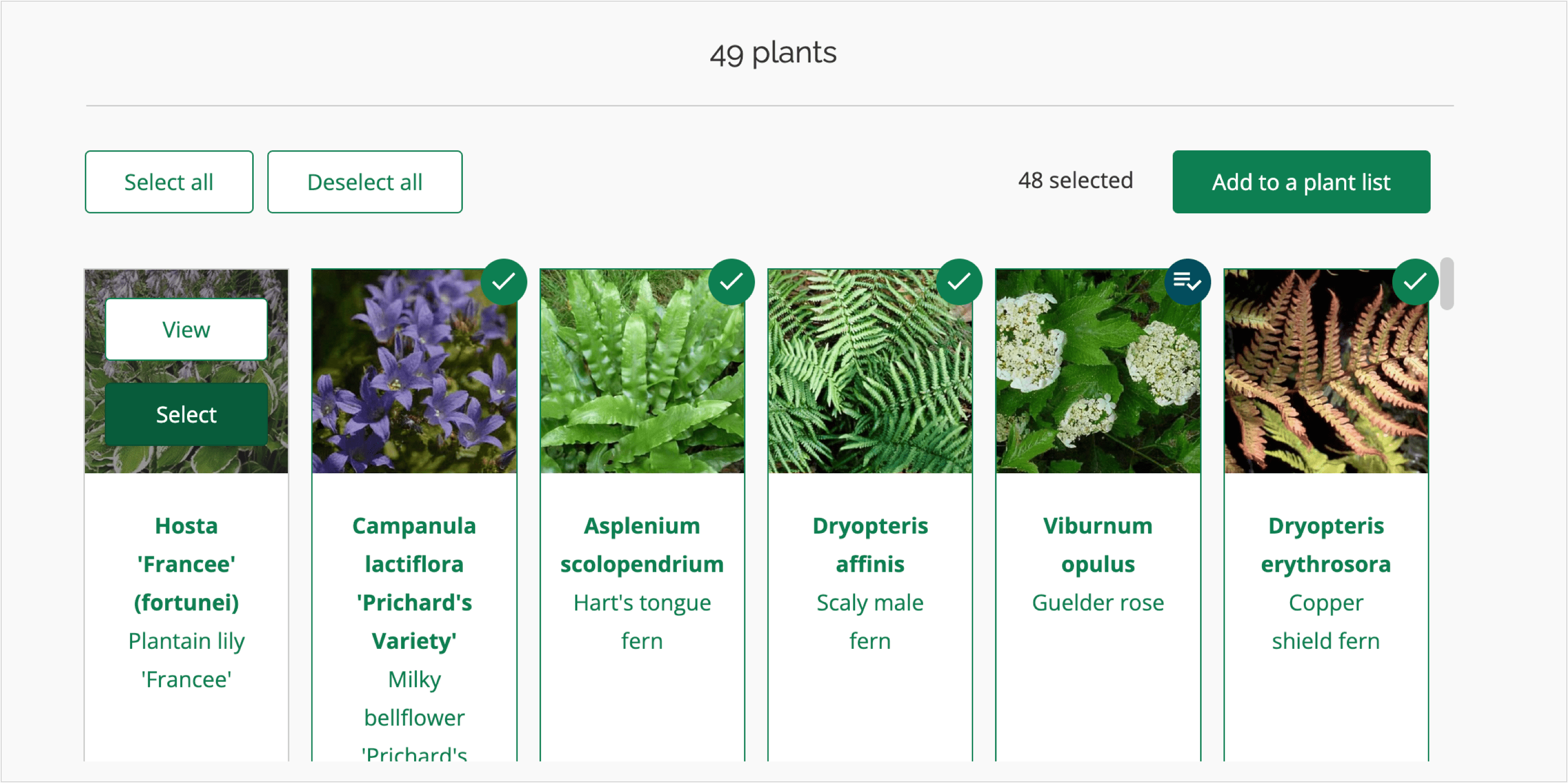 One Click Plant Lists - Shoot